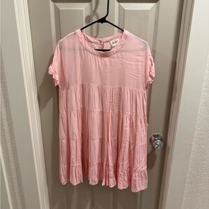 BiBi Soft Pink Tiered Short Sleeve Dress